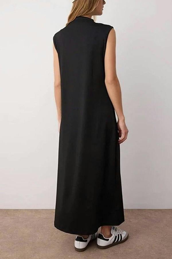 WOVCOR High Neck Sleeveless Knitted Lined Undershirt Dress