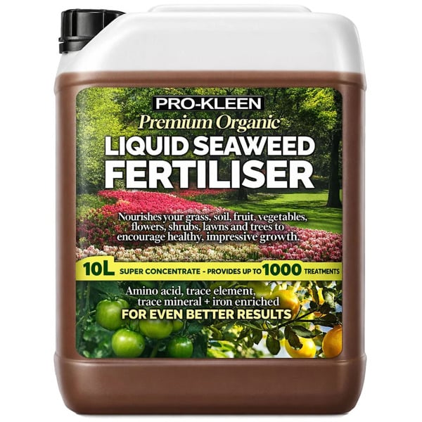 ProKleen Pro-Kleen Organic Liquid Seaweed Fertiliser 10L Ascophyllum Seaweed Extract for Grass Vegetables Fruit Flowers Shrubs Lawns