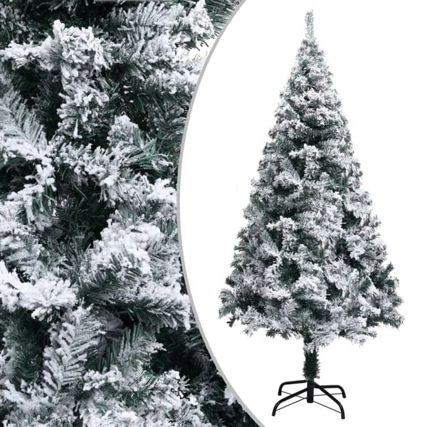 Berkfield Artificial Christmas Tree with Flocked Snow Green 150 cm PVC