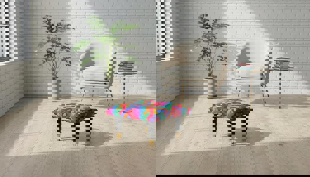 Compact Velvet Footstool Pouffe for Living Room - ISTOOLS