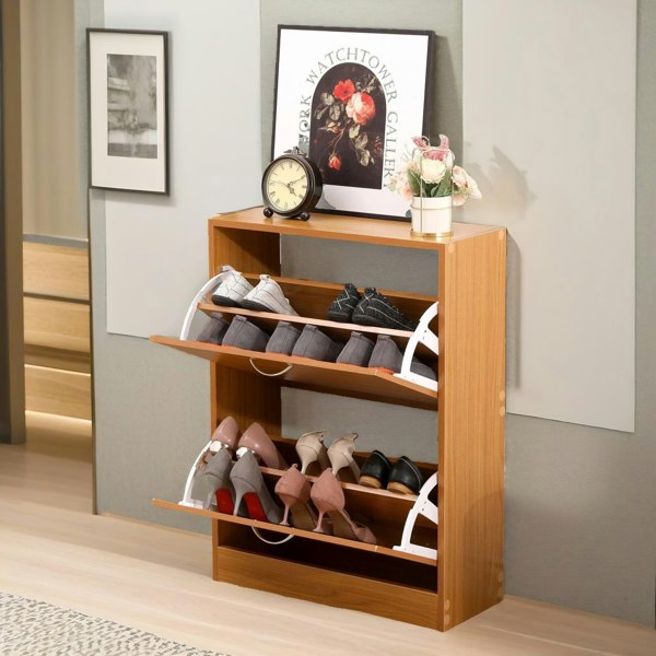 Rafaelo Mobilia 2 Drawer Shoe Storage Cabinet Pine