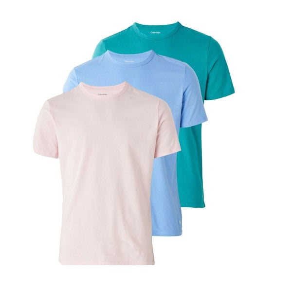 Calvin Klein 3 Pack Cotton Stretch T-Shirts Buff Pink/Bayou/Glacier