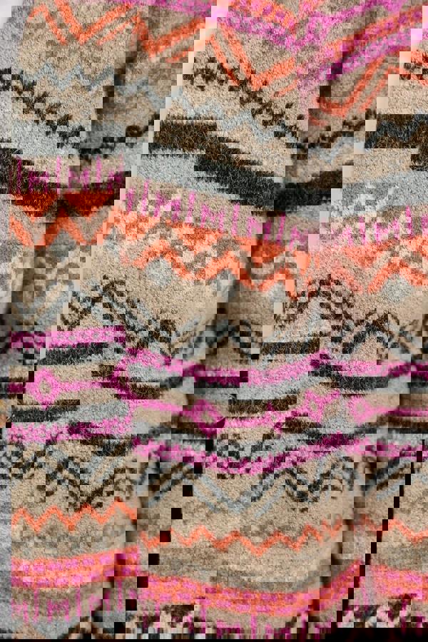 Aztec Print Pocket Detail Longline Cardigan