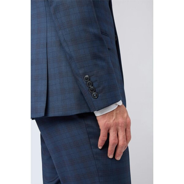 Ted baker Slim Fit Navy Caramel Check Jacket