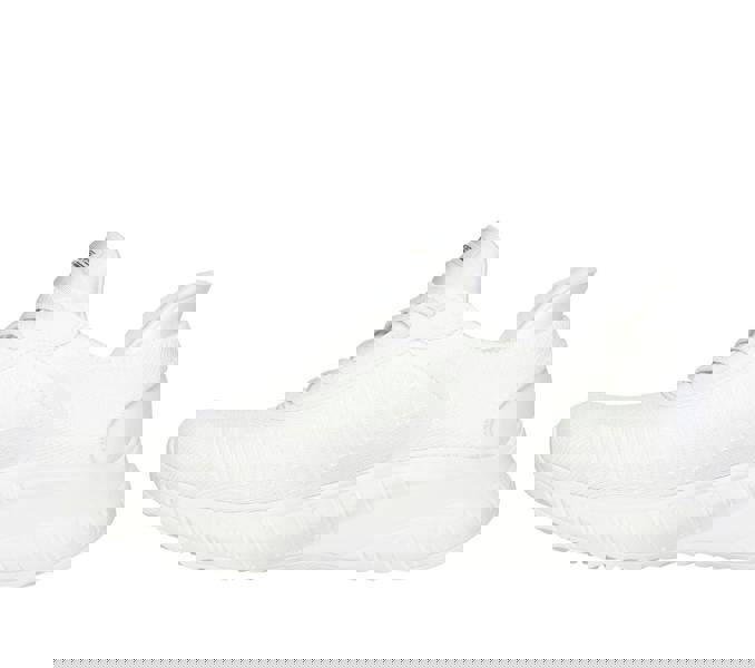 Skechers BOBS Sport Squad Chaos Womens Slip-Ins Sports Shoe Trainers, all-white athletic slip-on sneakers with a modern design and cushioned sole.