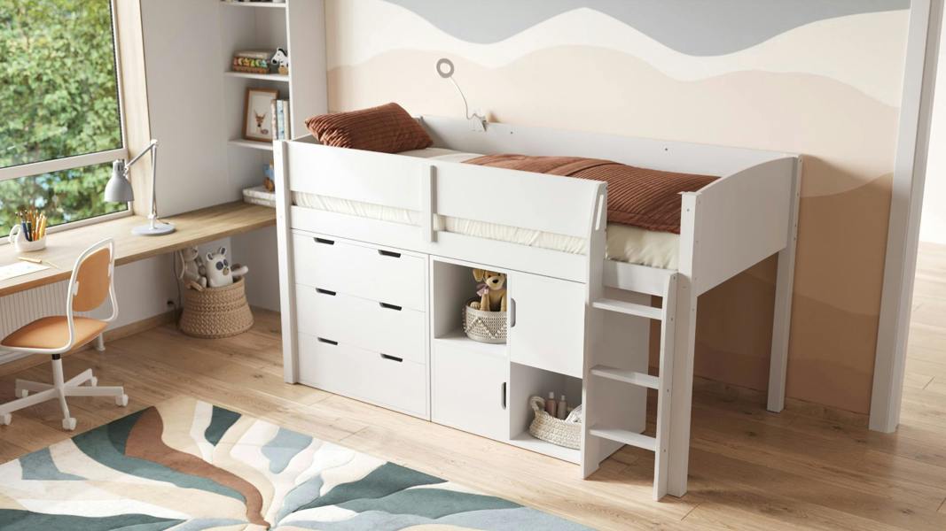 Flair Loop Mid Sleeper Bed Full Storage Set With 2 Doors