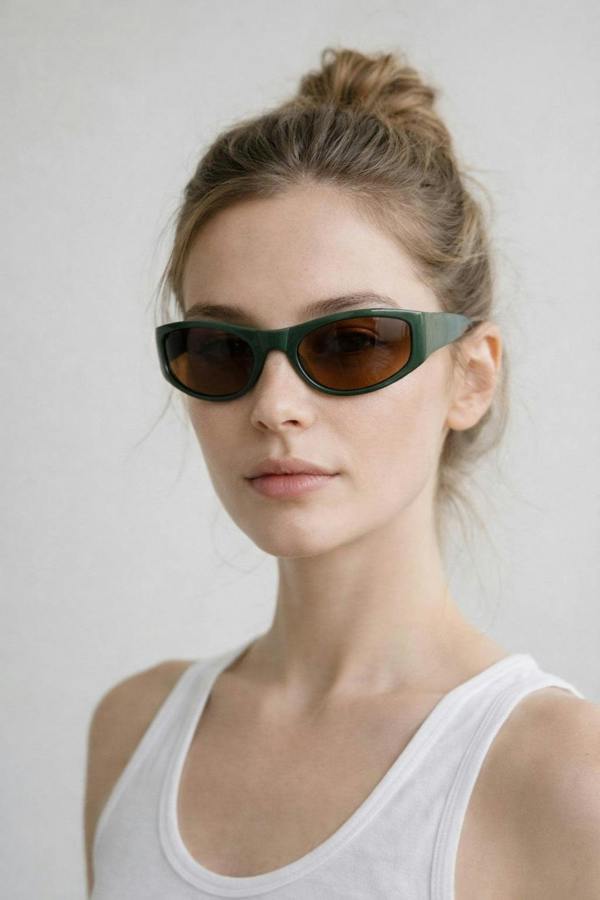 SVNX Racer Wrap Around Sunglasses In Dark Green