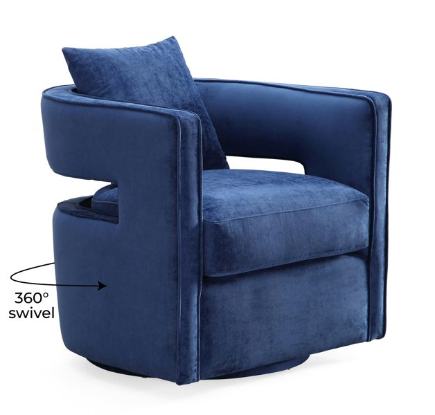 Furniture Edit Kennedy Navy Swivel Accent Occasional Chair