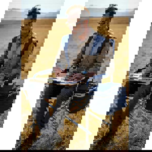 Gr8 Garden Folding Directors Camping Chair Portable Seat with Side Table Storage Cooler Bag