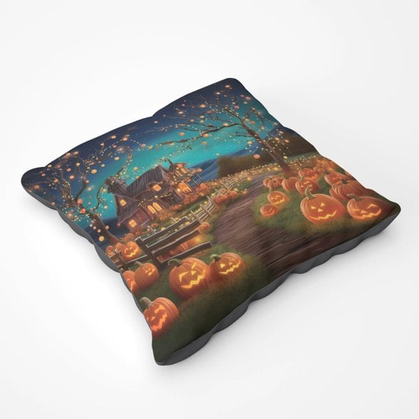 Warren Reed Enchanted Hallowen Pumpkin Patch Floor Cushion