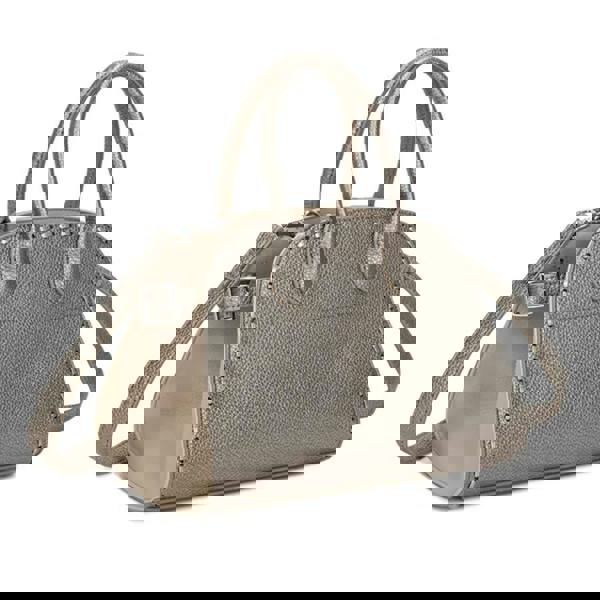 Love EMVY Buckle Stitch Two-Tone Faux Leather Grab Bag