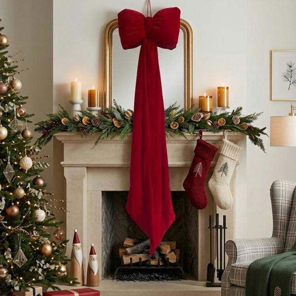 Garden Greatness 5.3FT Hanging Festive Fabric Long Decorative Bow