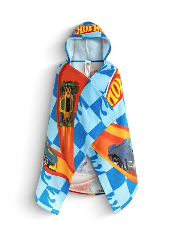 Vanilla Underground Hot Wheels Boys Blue Race Track Poncho Towel (One Size)