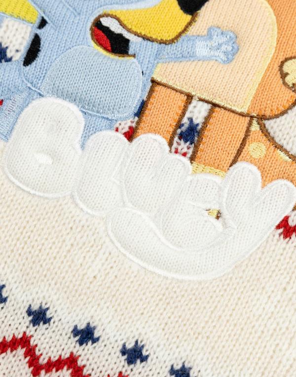 Bluey Unisex Kids Beige Character Christmas Jumper