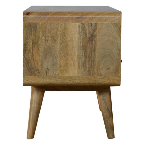 Wyld Haus Urbino Curved Oak Mango Wood Low TV Media Unit 2 Drawers