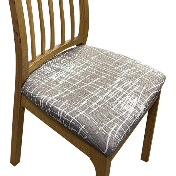 Anyseat Chair Cover Brown White Crack Linear Design Stretch Seat Cover for Home Dinning Kitchen Washable Removable