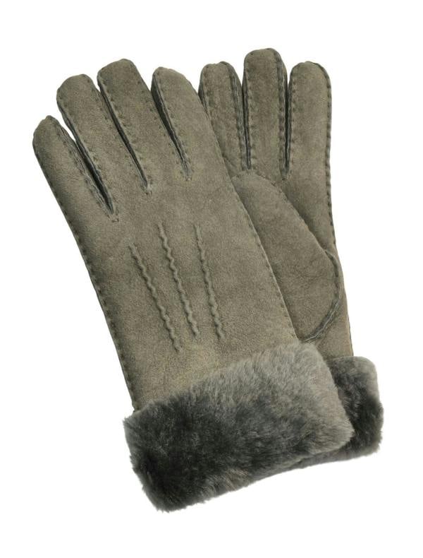 Infinity Leather Womens Genuine Sheepskin Suede Gloves with Fur Cuff