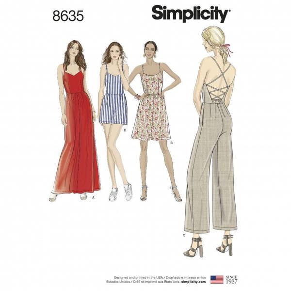 Simplicity Sewing Pattern 8635, Jumpsuits, Dresses for Women, H5 (6-8-10-12-14) - Intermediate
