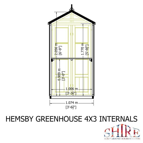 Shire Hemsby 4x4 Greenhouse with Multi door access - Best Shed