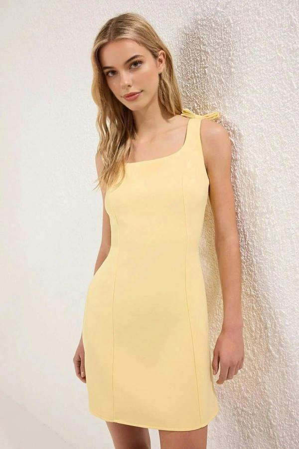 WOVCOR A-Line Mini Woven Dress with Bow