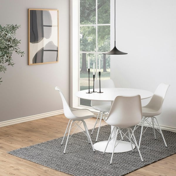 Furniture To Go Ibiza Round Dining Table with White Top and White Base
