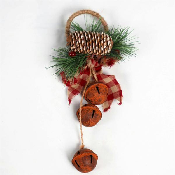 27 cm Rustic Red Hanging Christmas Bell Decoration for Doors, Walls, Wreaths and Garlands image 1