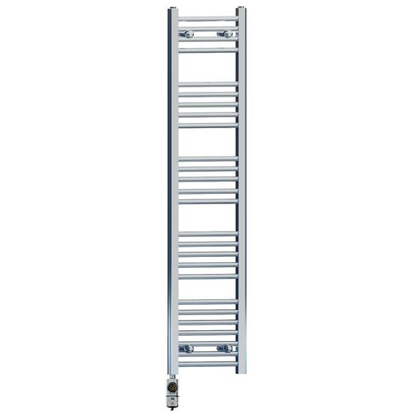MYHOMEWARE 300 x 1400 mm Chrome Electric Bathroom Towel Rail Radiator Heater With AF Thermostatic Electric Element Pre-Filled