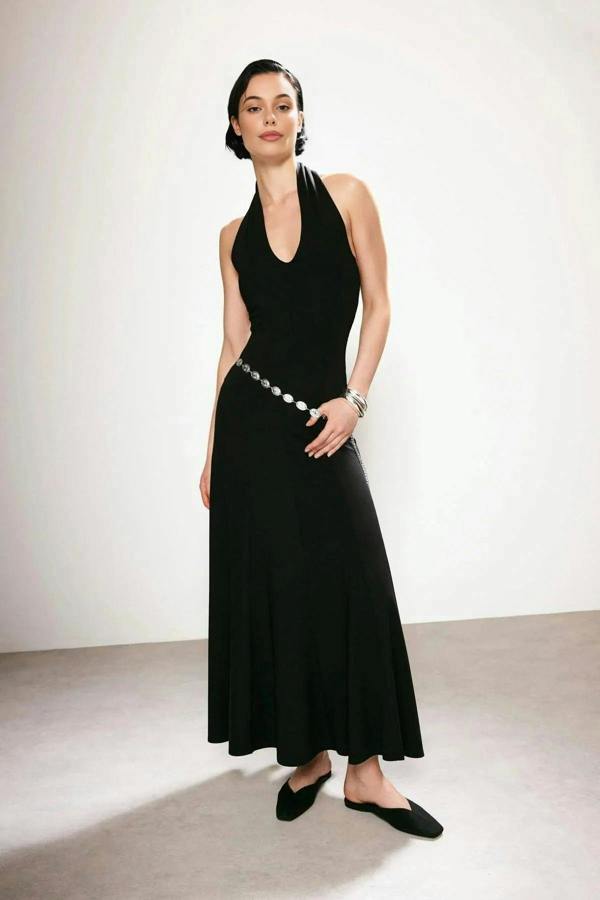 WOVCOR Sleeveless Stretchy Knit Dress with Belt