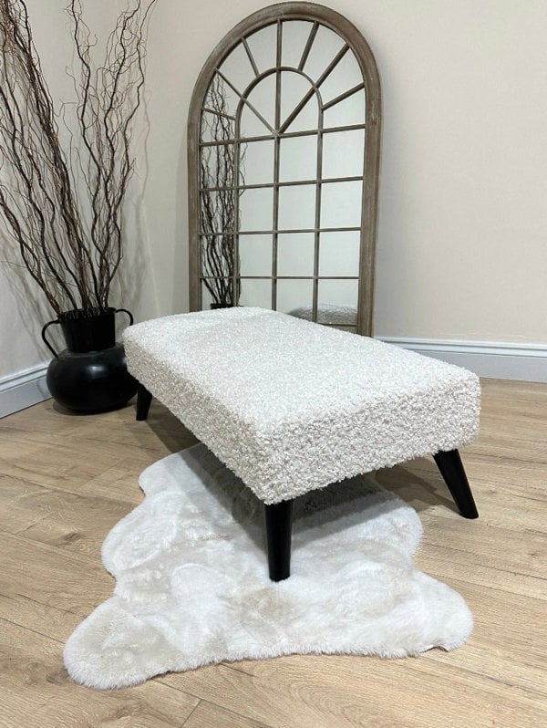 Premium teddy bear fluffy creamy white plain Seating bench