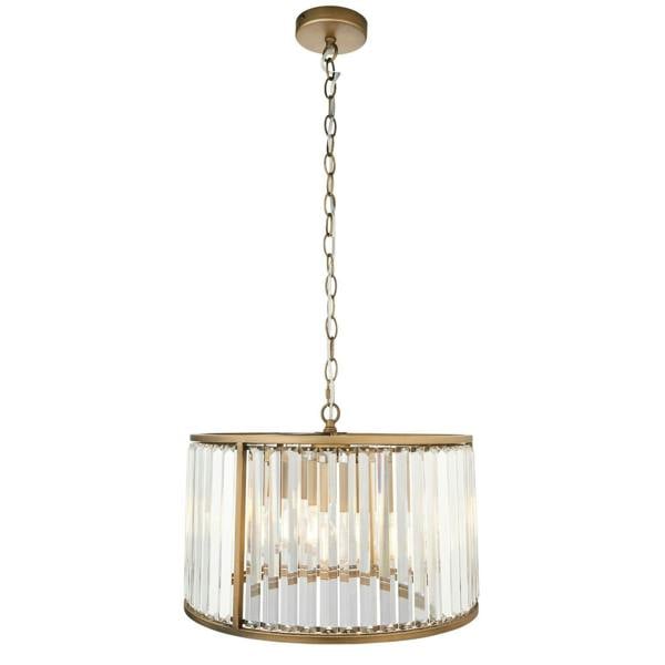 Pagazzi Lighting Resto Crystal & Antique Brass Pendant Ceiling Light