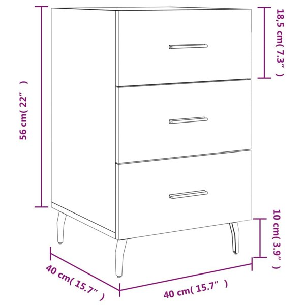Berkfield Bedside Cabinet Concrete Grey 40x40x66 cm Engineered Wood