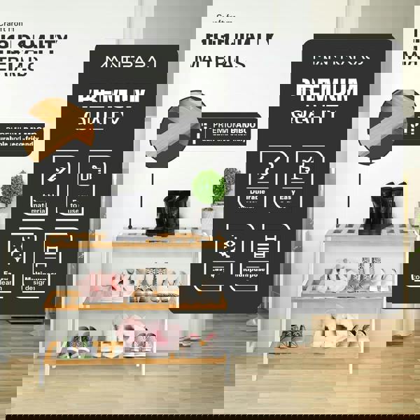 MANTRARAJ Bamboo 3 Tier Shoe Rack Easy Assembly Storage Shelf Organiser Wooden Shoe Rack