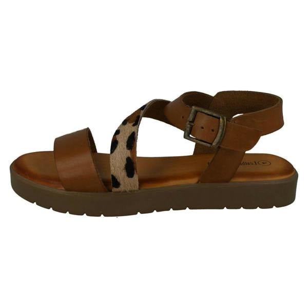 Leather Collection Ladies Leather Collection Flatform Sandals F00204
