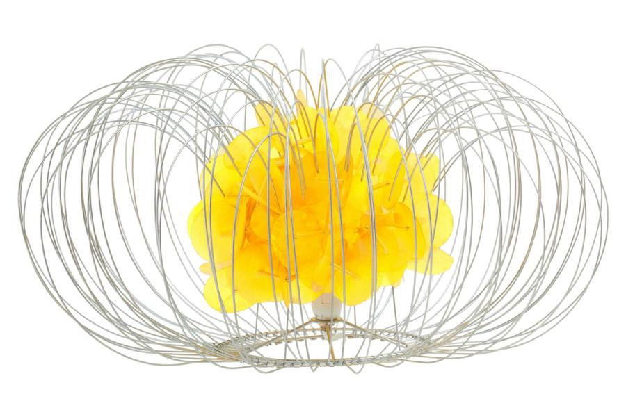 Silver Wire Yellow Table Lamp