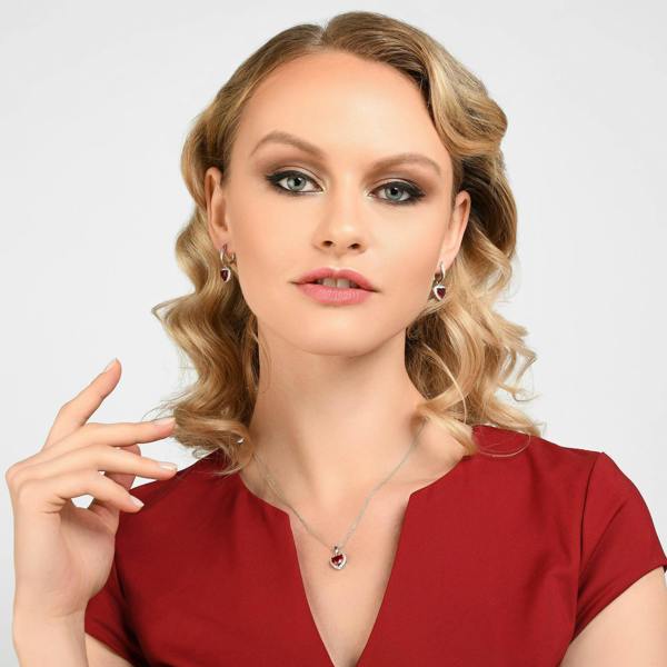 Sterling Silver Red Heart Necklace for Women - namana.london