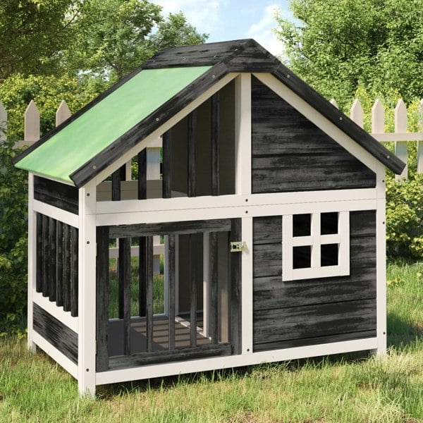Berkfield Dog Kennel Grey 96x60.5x87 cm Solid Wood Pine