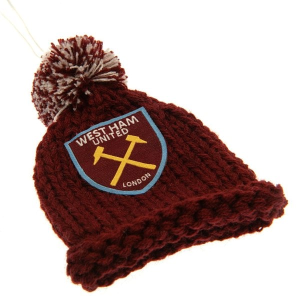 West Ham United FC Bobble Hat Car Mirror Decoration - Claret Red/Blue/Yellow