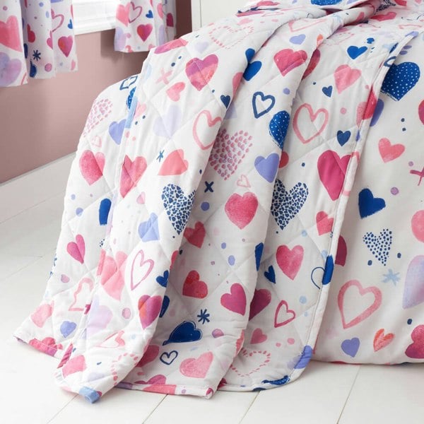 Hearts Quilted Throw - Happy Linen Company