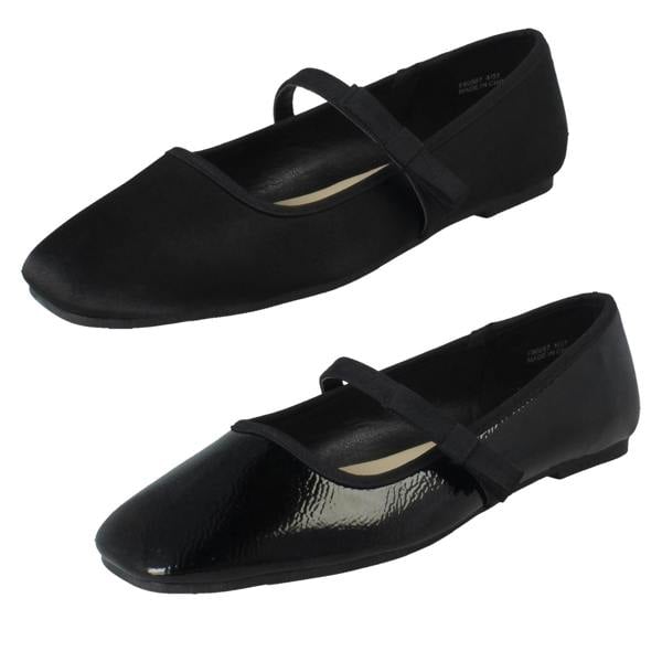 Savannah Ladies Savannah Slip On Elastic Strap Bow Detailed Mary Jane Shoes F80567