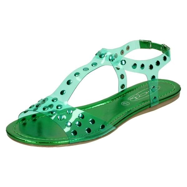 Spot On Ladies Spot On Flat Studded Jelly Sandal