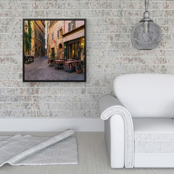 Warren Reed Cozy Rome Street Framed Canvas