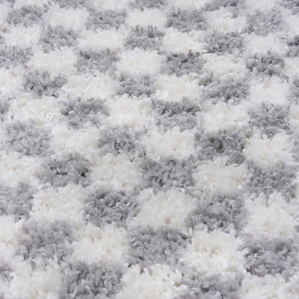 Moodi Shaggy Grey Rug, Tartan design, Underfloor heating | THE RUGS