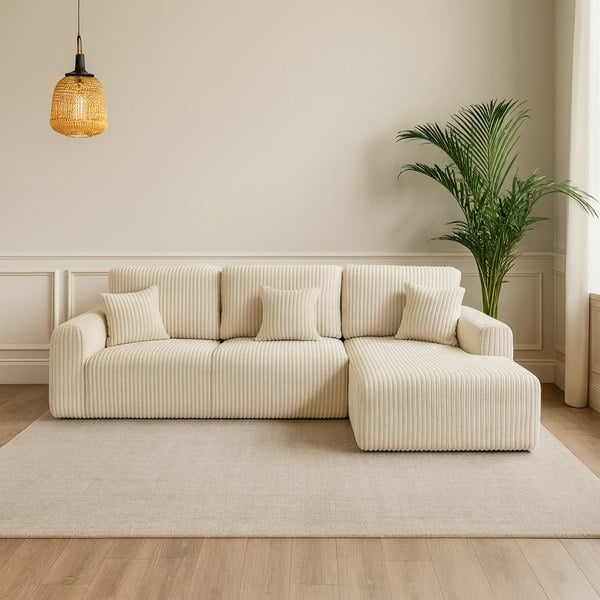 Furnishings For Less Vinci Soft Chunky Jumbo Cord 4 Seater Corner Sofa