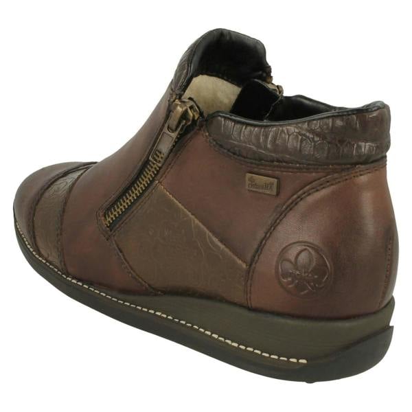 Rieker Ladies Rieker Floral Detailed Wedge Heeled Ankle Boots 44281