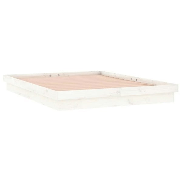Berkfield LED Bed Frame White 140x190 cm Solid Wood
