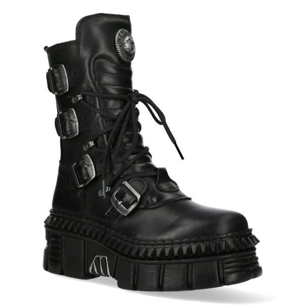 New Rock Mid-Calf Leather Platform Boots-WALL373-S6