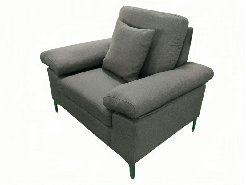 Kosy Koala Modern Grey Fabric One Seater Sofa with Chrome Feet - Comfortable Couch with Cushion for Living Room, Bedroom or Office