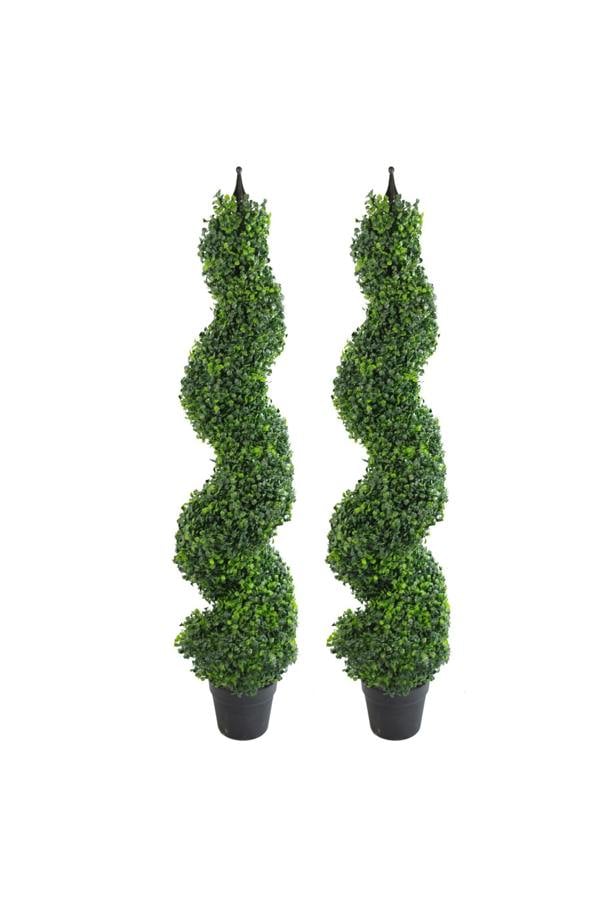 Dyzi Pair of 120cm Artificial Trees with Lifelike Foliage