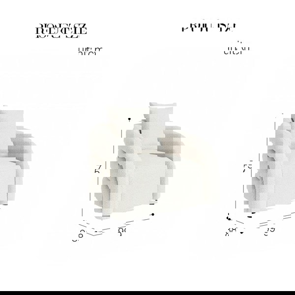 Weilai Concept Sadiq Armchair With Cushion, White Boucle