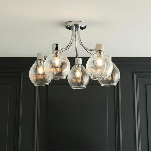 Pagazzi Lighting Hamilton 5 Light Polished Chrome Semi Flush Ceiling Light